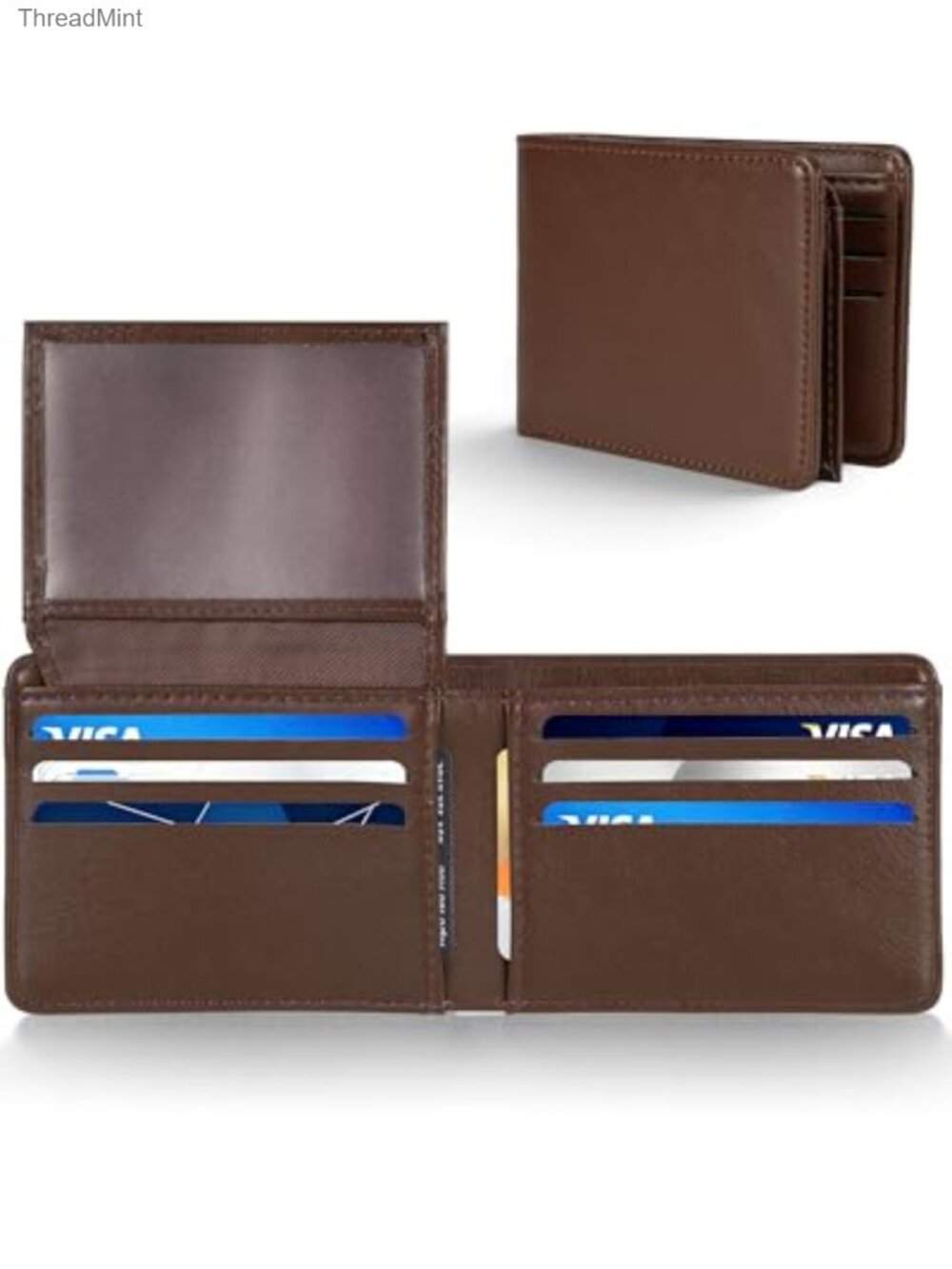 GNDR Men's Brown Bifold Wallet Faux Leather RFID Blocking Slim
